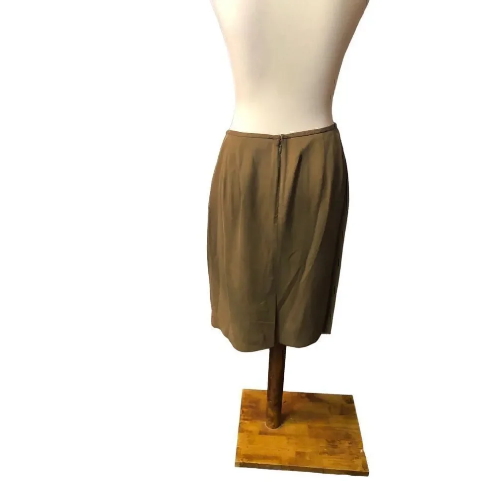 Vintage straight pure silk camel color career skirt Size 10